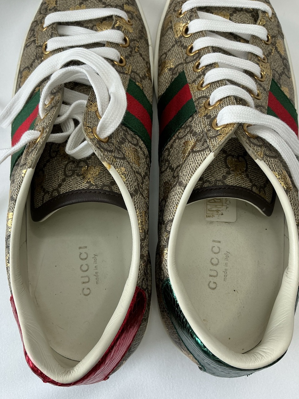 Gucci | Ace GG Supreme Bee Web Stripe Low-Top Sneakers Made In Italy - Picture 9 of 9